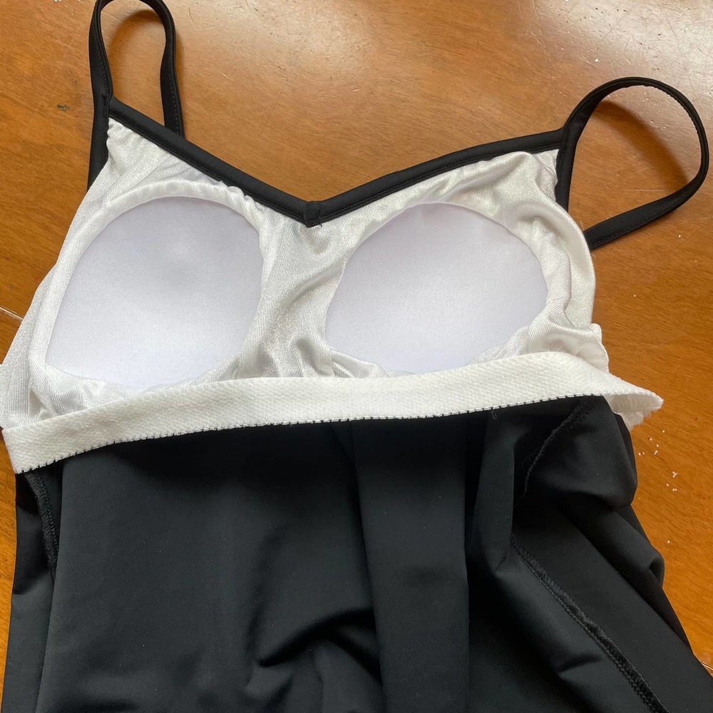 Tankini 8 Maxine of Hollywood Lycra Xtra Life Black Blue White Swim Top Swimsuit - Picture 4 of 11